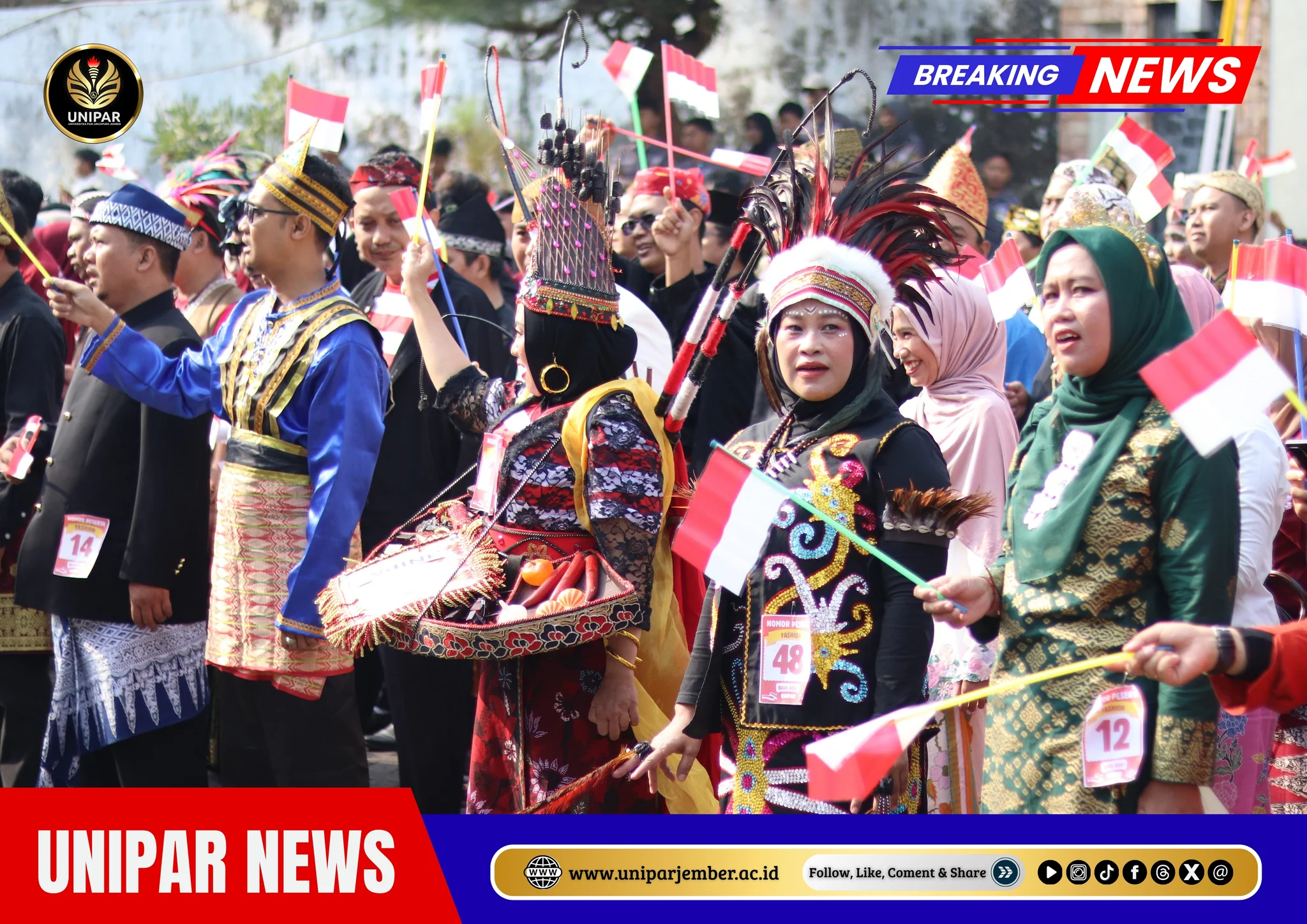 UNIPAR Jember Gelar Upacara HUT ke-81 Kemerdekaan RI, Semarakkan Persatuan dalam Balutan Busana Adat Nusantara