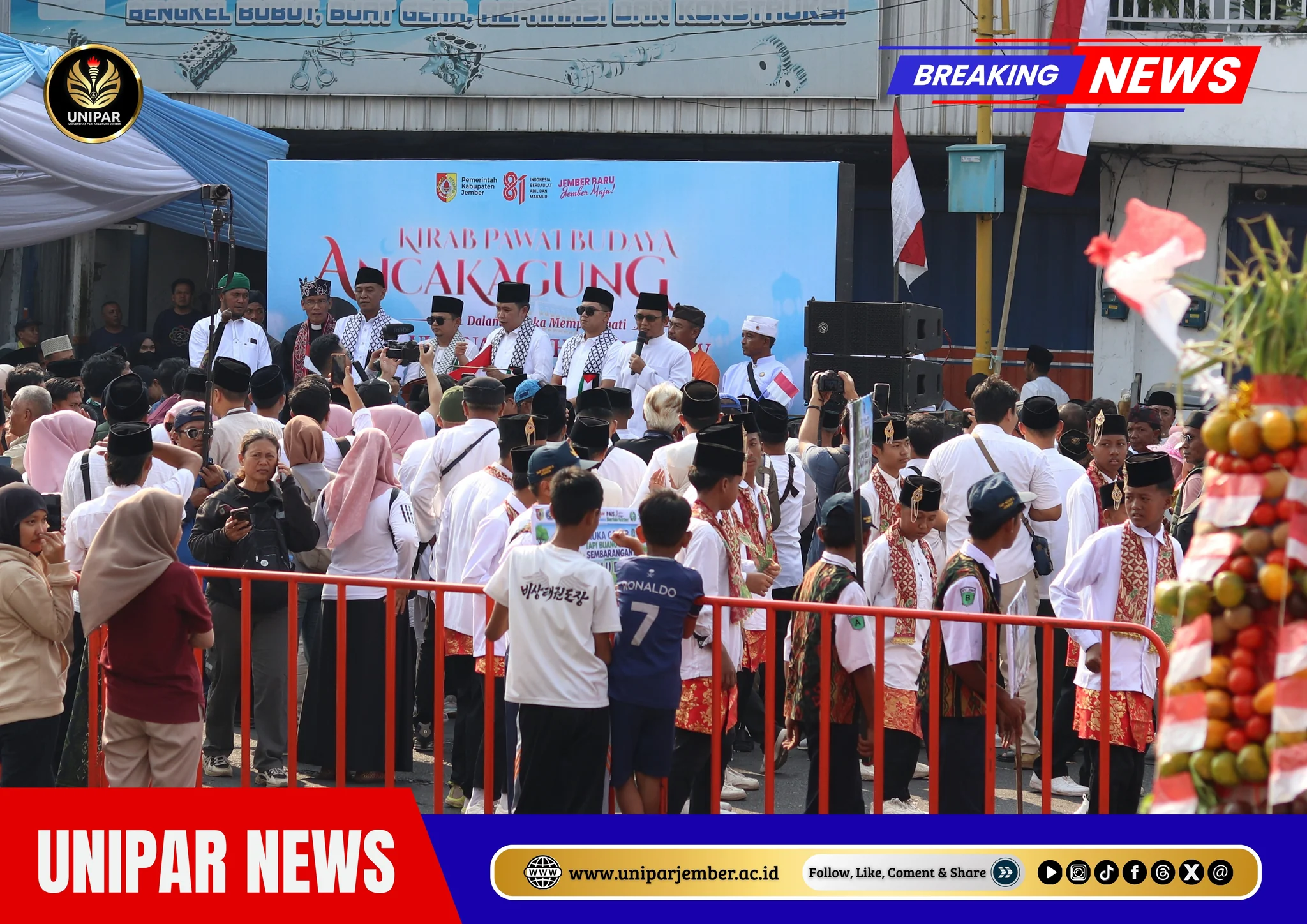 Kirab Pawai Budaya Ancak Agung Jember, UNIPAR Jember Turut Meriahkan Tradisi Syukur dan Persaudaraan 2026