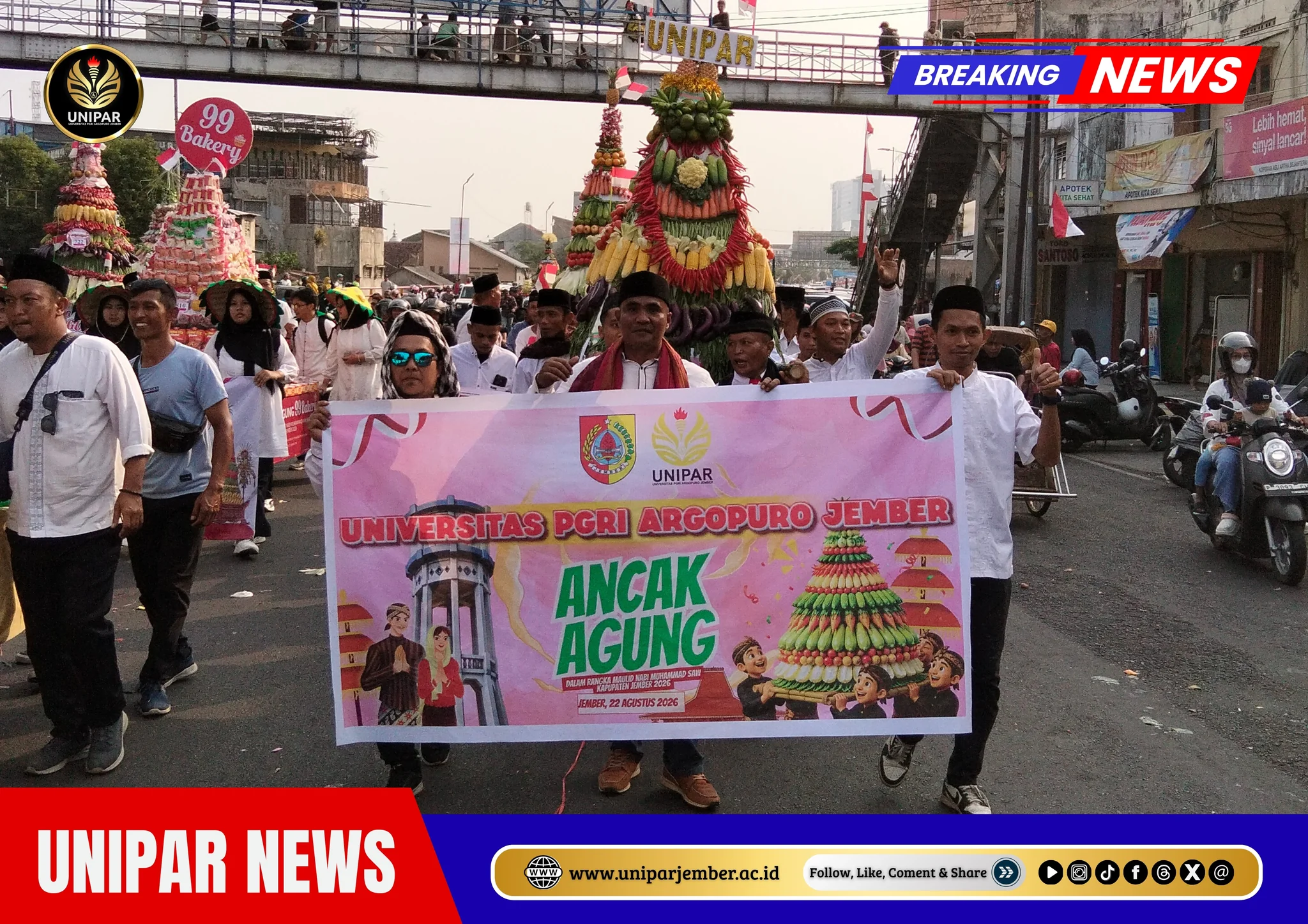 Kirab Pawai Budaya Ancak Agung Jember, UNIPAR Jember Turut Meriahkan Tradisi Syukur dan Persaudaraan 2026 — dokumentasi 1