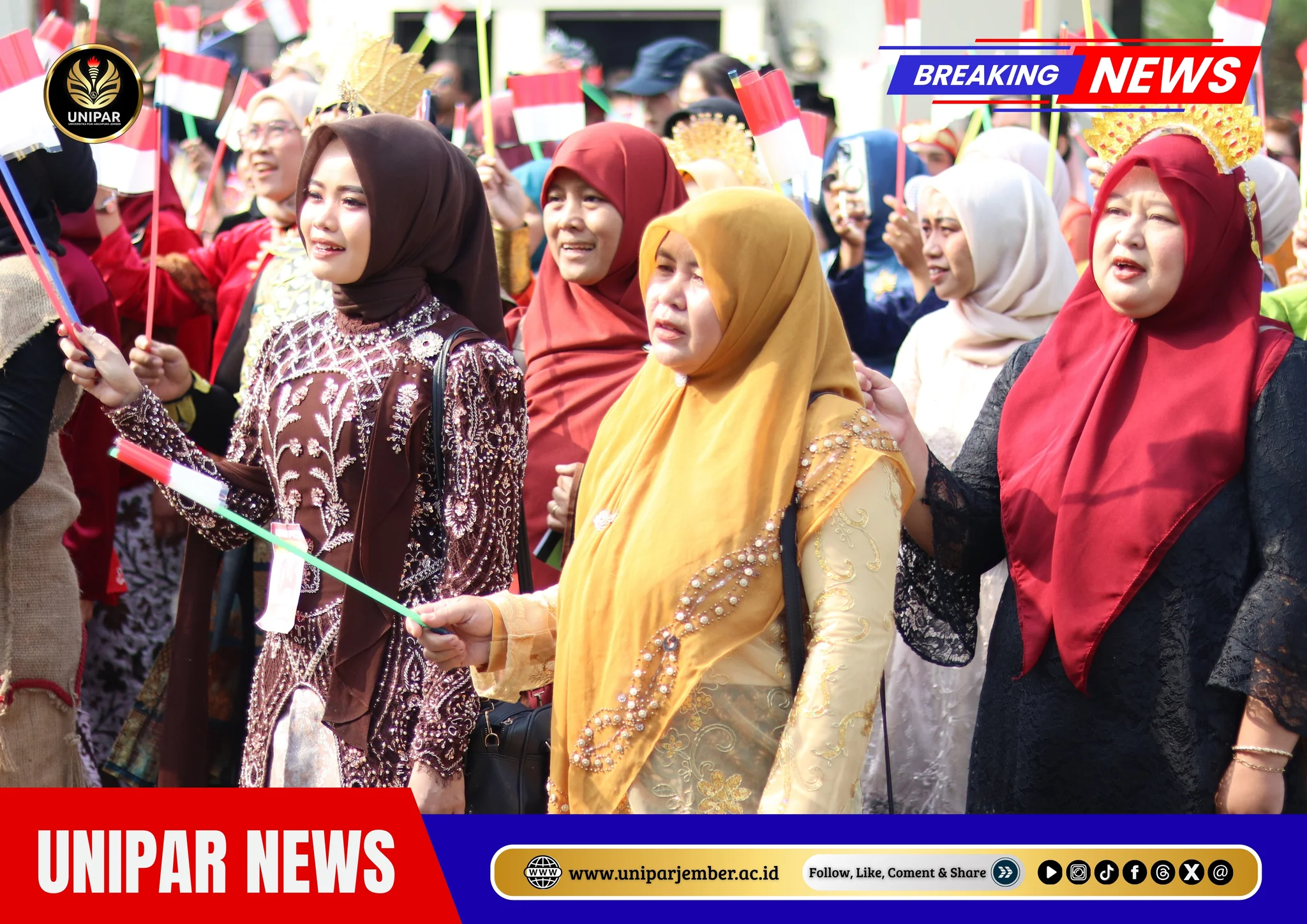 UNIPAR Jember Gelar Upacara HUT ke-81 Kemerdekaan RI, Semarakkan Persatuan dalam Balutan Busana Adat Nusantara